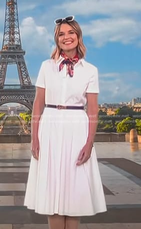 Savannah's white midi dress and leather belt on Today