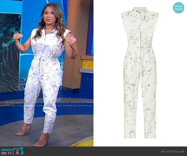 Scotch & Soda Floral Utility Jumpsuit worn by Ginger Zee on Good Morning America