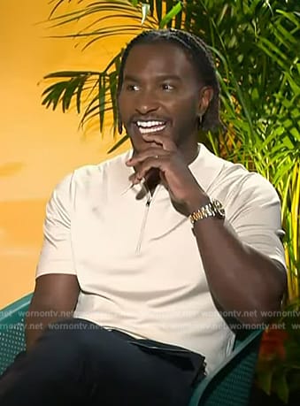 Scott's beige zip polo on Access Hollywood