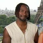 Scott’s beige knit button front vest on Access Hollywood