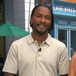 Scott’s beige textured polo on Access Hollywood