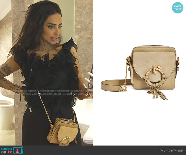 See by Chloe Leather-Suede Joan Cross-Body Bag worn by Sara Al Madani (Sara Al Madani) on The Real Housewives of Dubai