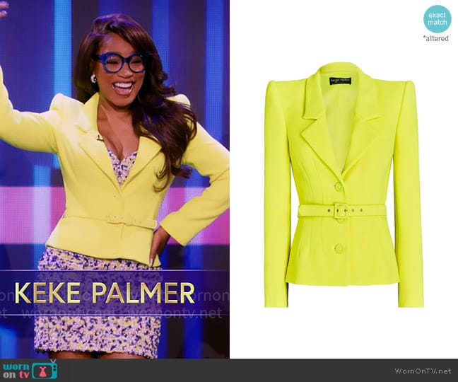 Sergio Hudson SB Dart Short Jacket With Belt worn by Keke Palmer on Password