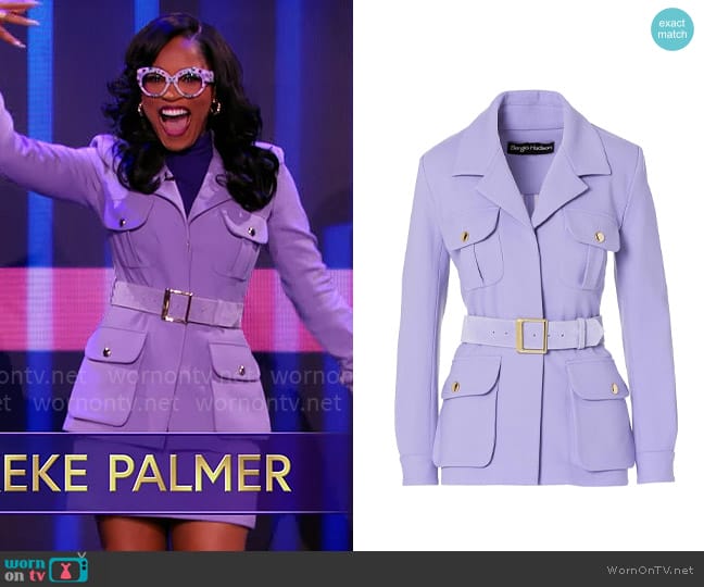 Sergio Hudson Belted Safari Jacket in Lilac worn by Keke Palmer on Password