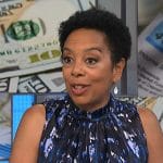 Sharon Epperson’s blue floral ruched top on NBC News Daily