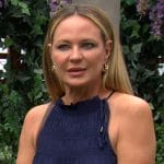 Sharon’s navy tank top on The Young and the Restless