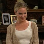 Sharon’s striped tank top and long cardigan on The Young and the Restless