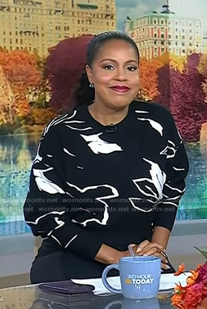 Sheinelle's black floral sweater on Today