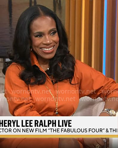 Sheryl Lee Ralph’s orange shirtdress on CBS Mornings