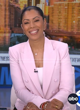 Shirleen's pink double breasted blazer on Good Morning America