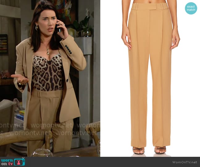 Shona Joy Irena Pants in Wheat worn by Steffy Forrester (Jacqueline MacInnes Wood) on The Bold and the Beautiful