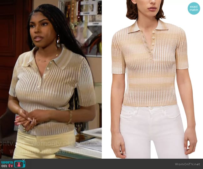 Simhkai Devina Polo Top worn by Paris Buckingham (Diamond White) on The Bold and the Beautiful