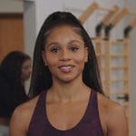 Simone’s burgundy tie dye sports bra on All American Homecoming