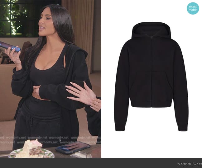 Skims Classic Zip Up Hoodie worn by Kim Kardashian (Kim Kardashian) on The Kardashians