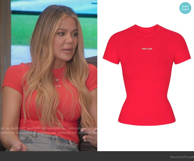 Skims Embroidered T-Shirt worn by Khloe Kardashian (Khloe Kardashian) on The Kardashians