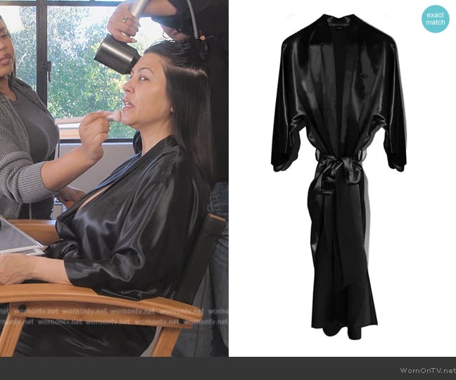 Slip Black Long Robe worn by Kourtney Kardashian (Kourtney Kardashian) on The Kardashians