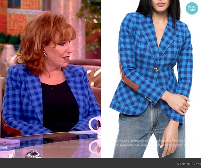 Smythe Patch-Pocket Duchess Blazer with Leather Elbow Patches worn by Joy Behar on The View