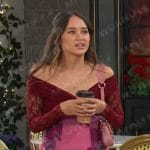 Sophia’s red and pink floral lace dress on Days of our Lives