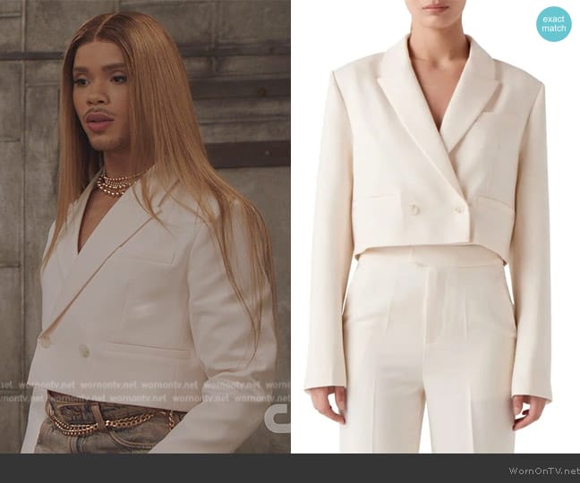 Sophie Rue Everly Crop Blazer worn by Nathanial Hardin (Rhoyle Ivy King) on All American Homecoming