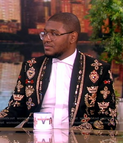 Eric Carpenter-Grantham's black embellished blazer on The View