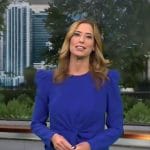 Stephanie Abrams’ blue twist waist dress on CBS Mornings