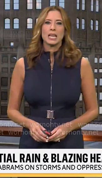 Stephanie Abrams' navy zip front dress on CBS Mornings