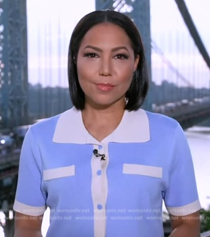 Stephanie Ramos's blue contrast button shirt on Good Morning America