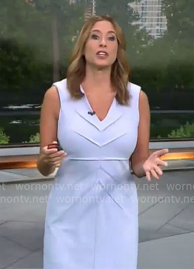 Stephanie Abrams' light blue v-neck dress on CBS Mornings