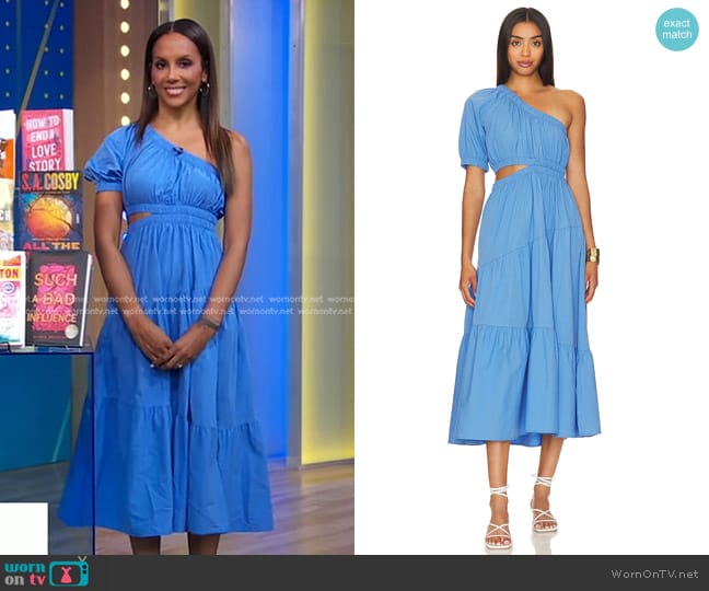 Steve Madden Leena Maxi Dress in Ultramarine Indigo worn by Tia Williams on Good Morning America