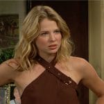 Summer’s brown buckle neck top on The Young and the Restless