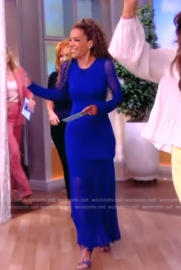 Sunny’s blue mesh maxi dress on The View