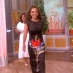 Sunny’s black floral print satin dress on The View