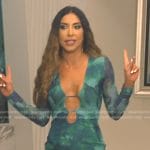 Taleen’s green floral cutout mini dress on The Real Housewives of Dubai