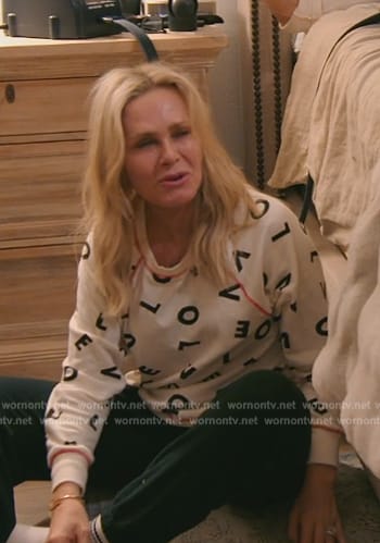 Tamra's alphabet print pajama top on The Real Housewives of Orange County