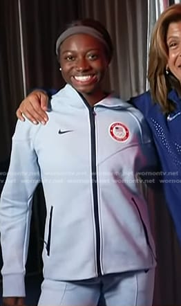 Tamari Davis's light blue track jacket on Today