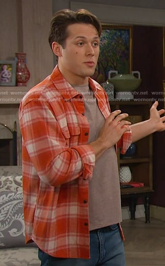 Tate's orange plaid shirt on Days of our Lives