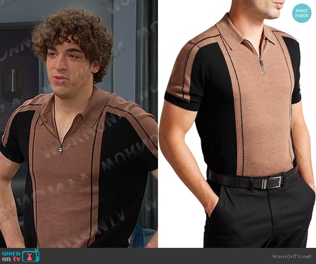 Ted Baker Jesty Wool Polo Shirt worn by Aaron Greene (Louis Tomeo) on Days of our Lives