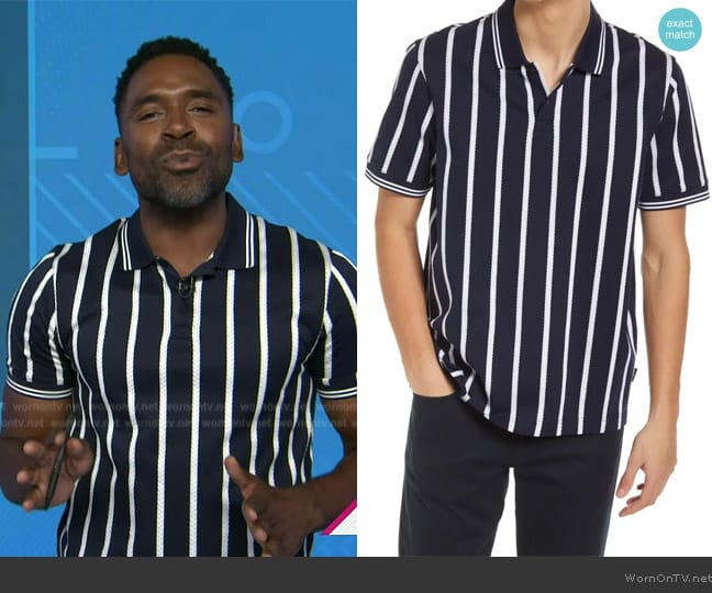 Ted Baker Kimbell Braided Stripe Polo worn by Justin Sylvester on Today