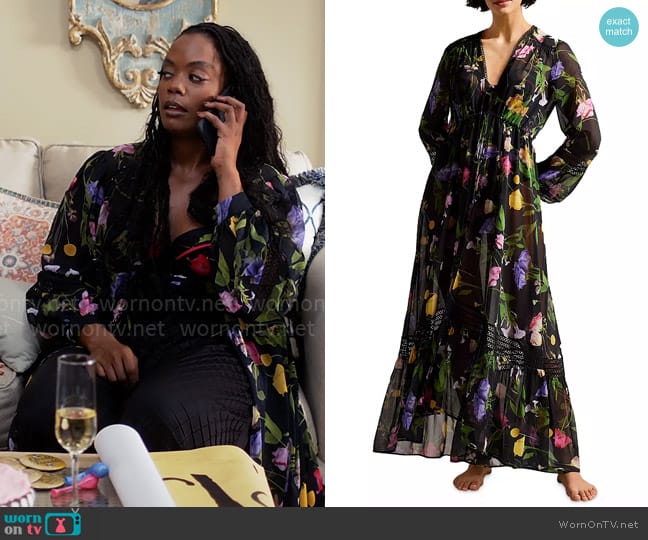 Ted Baker Zennie Floral Print Swim Cover-Up worn by Sabrina Hollins (Novi Brown) on Tyler Perrys Sistas