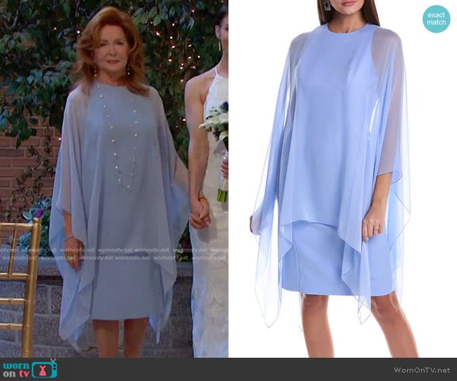 Teri Jon by Rickie Freeman Silk-Layered Mini Dress in Blue worn by Maggie Horton (Suzanne Rogers) on Days of our Lives