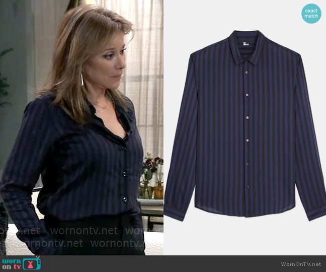 The Kooples Striped shirt with classic collar worn by Alexis Davis (Nancy Lee Grahn) on General Hospital