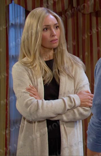 Theresa's ivory ribbed cardigan on Days of our Lives