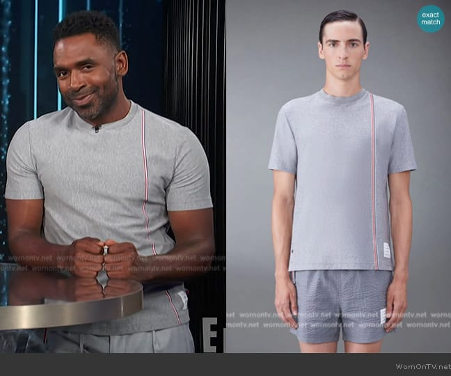 Thom Browne Jersey Short Sleeve Tee worn by Justin Sylvester on E! News