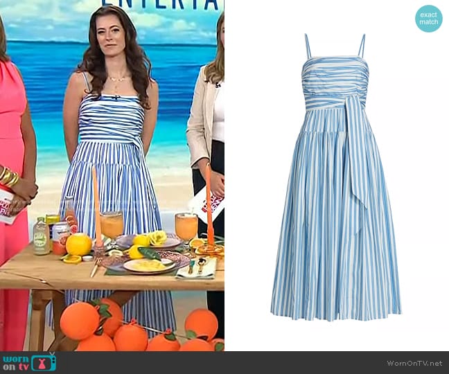 Toccin Cameron Striped Cotton Poplin Midi-Dress worn by Lindsey Peers on Today