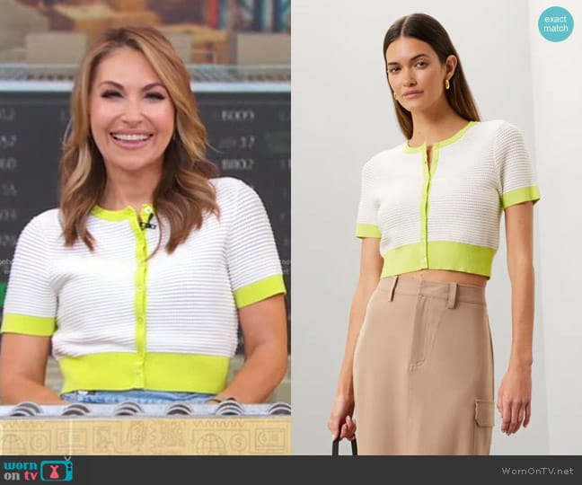 Toccin x RTR Short Sleeve Cardigan worn by Lori Bergamotto on Good Morning America