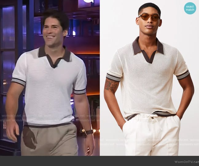 Todd Snyder Tipped Cotton Mylon Mesh Polo  worn by Asher Grodman on The Kelly Clarkson Show