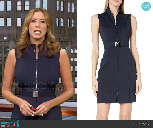 Tommy Hilfiger Classic Scuba Zip Up Dress worn by Stephanie Abrams on CBS Mornings