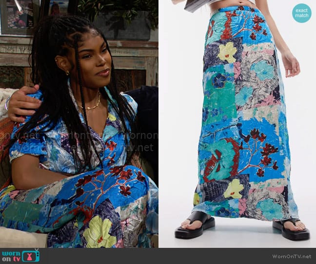 Topshop Resort Print Maxi Skirt worn by Paris Buckingham (Diamond White) on The Bold and the Beautiful