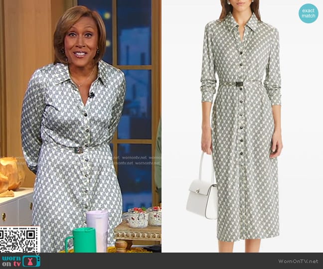 Tory Burch Printed Viscose Shirtdress worn by Robin Roberts on Good Morning America