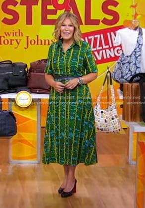 Tory Johnson's green tie dye shirtdress on Good Morning America